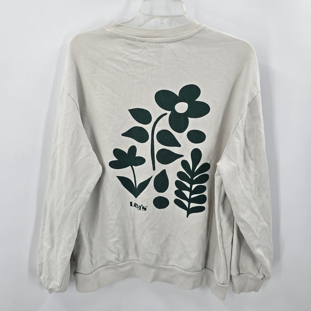 Levis Womens Graphic Sweatshirt Oatmeal There's No Place Like Earth Floral Med